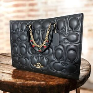 Coach Black Leather Maggie Tote